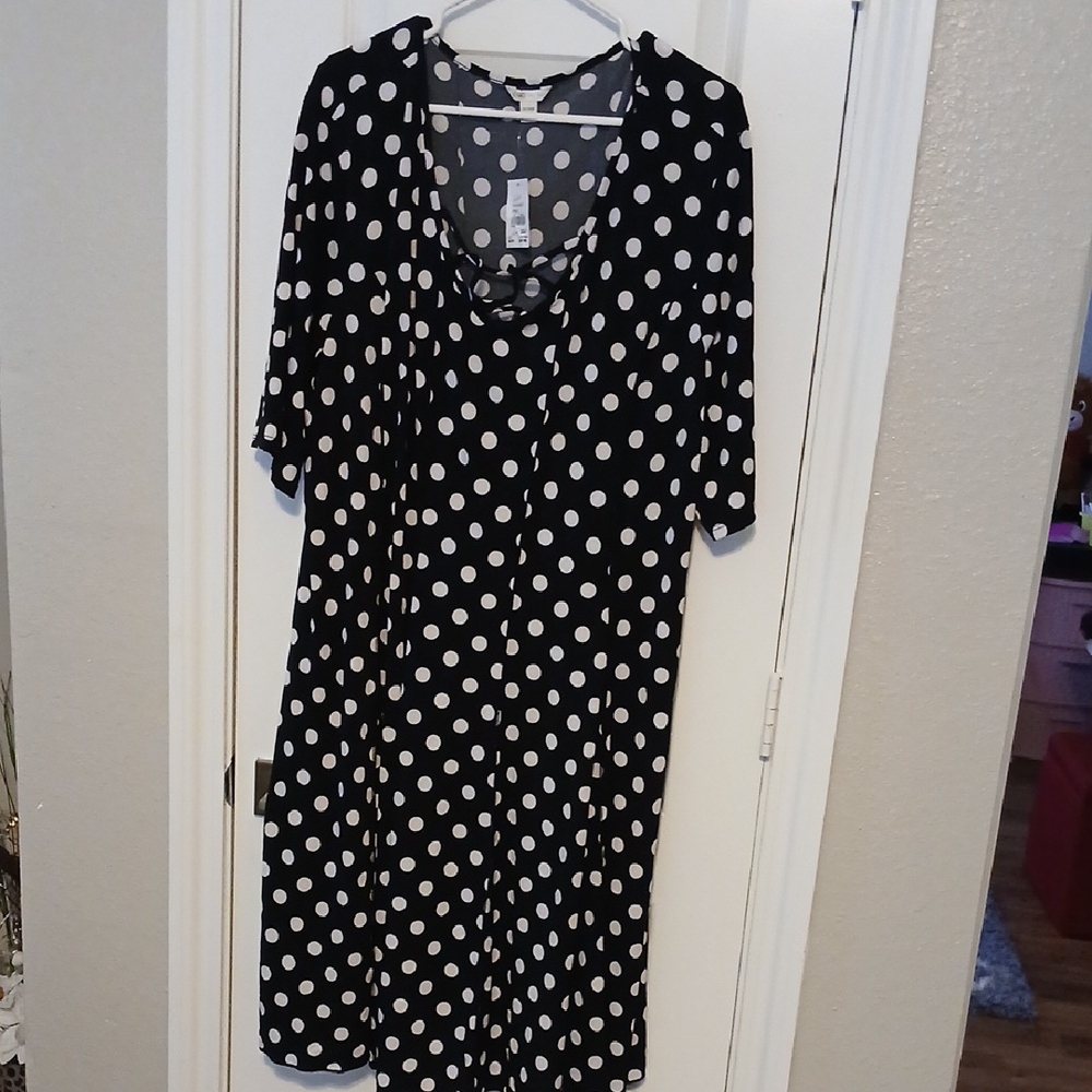 Cato Black and White Polka Dot Midi Dress